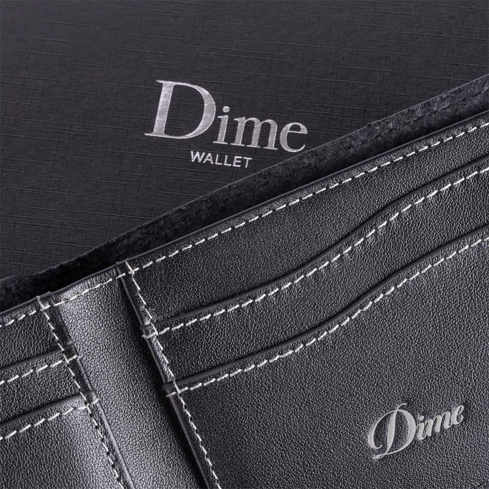 Dime MTL - Cursive Bi-Fold Wallet -Black Leather