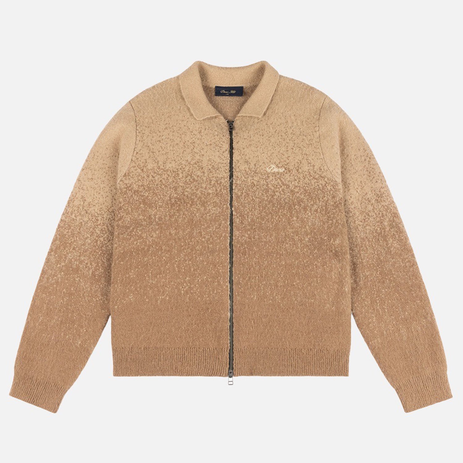 Dime MTL - Mohair Double Zip Knitted Cardigan - Camel