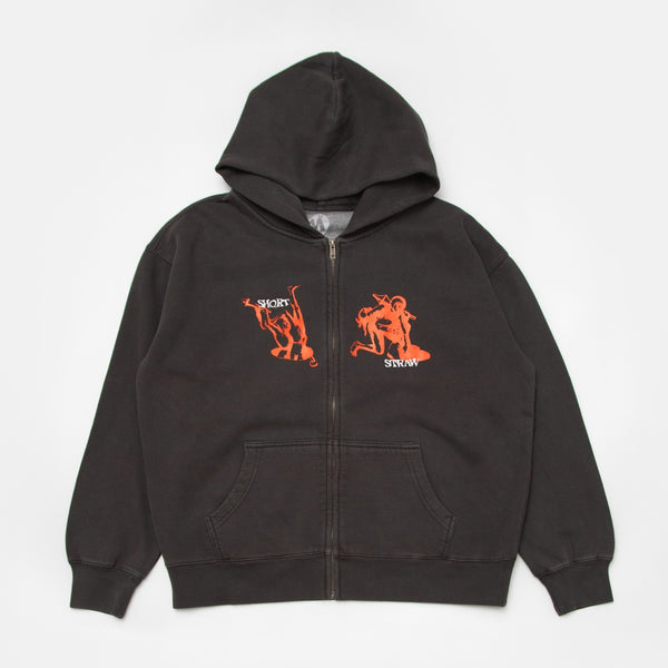 Short Straw - Divorce Hooded Zip Enby Sweatshirt - Black
