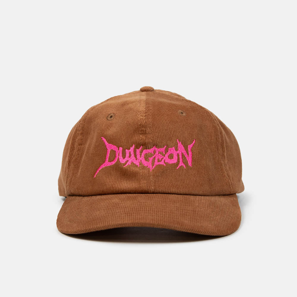 Dungeon - Logo Corduroy Cap - Camel / Neon Pink
