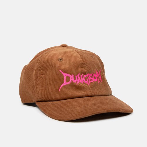 Dungeon - Logo Corduroy Cap - Camel / Neon Pink