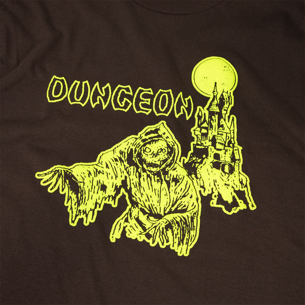 Dungeon - Tower Longsleeve T-Shirt - Chocolate Brown / Neon Yellow