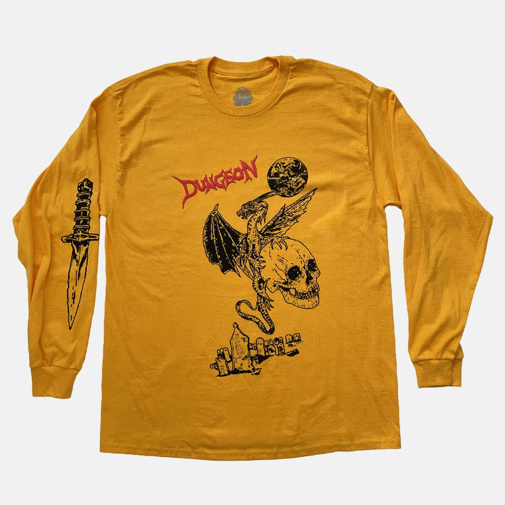 Dungeon - Dragon Lies Longsleeve T-Shirt - Gold Yellow