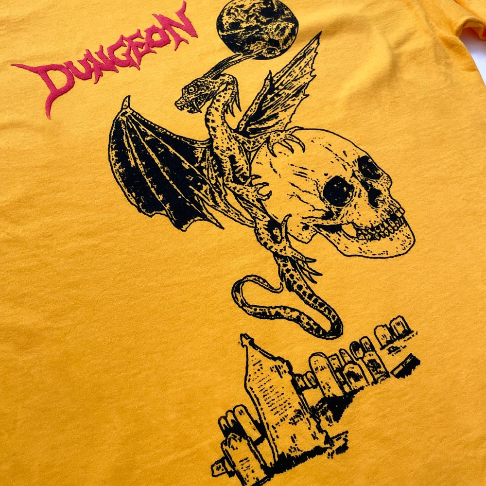 Dungeon - Dragon Lies Longsleeve T-Shirt - Gold Yellow