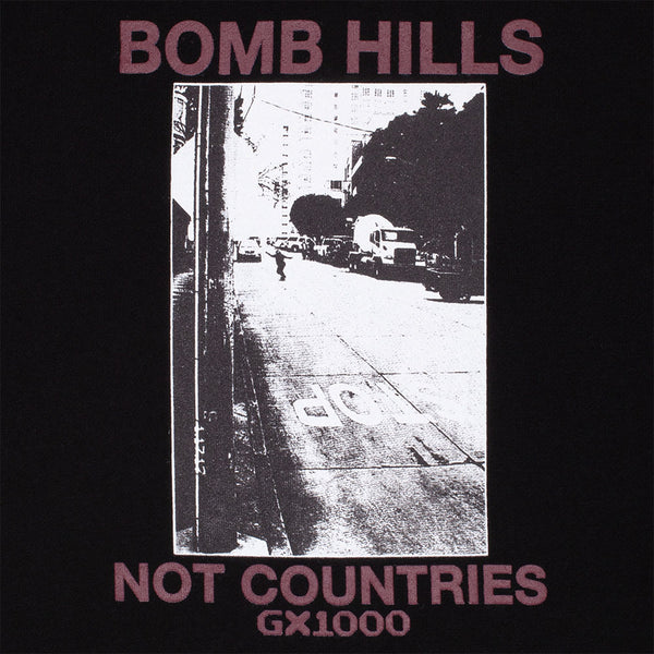 GX1000 - Bomb Hills Not Countries Pullover Hooded Sweatshirt - Black / Burgundy
