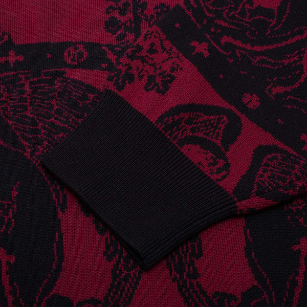 GX1000 - Angel Jacquard Knitted Jumper - Maroon / Black