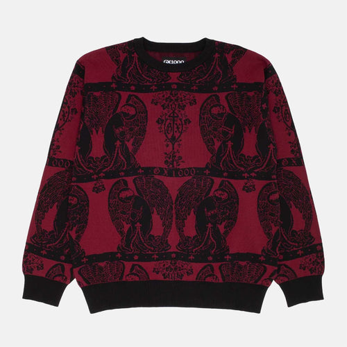 GX1000 - Angel Jacquard Knitted Jumper - Maroon / Black