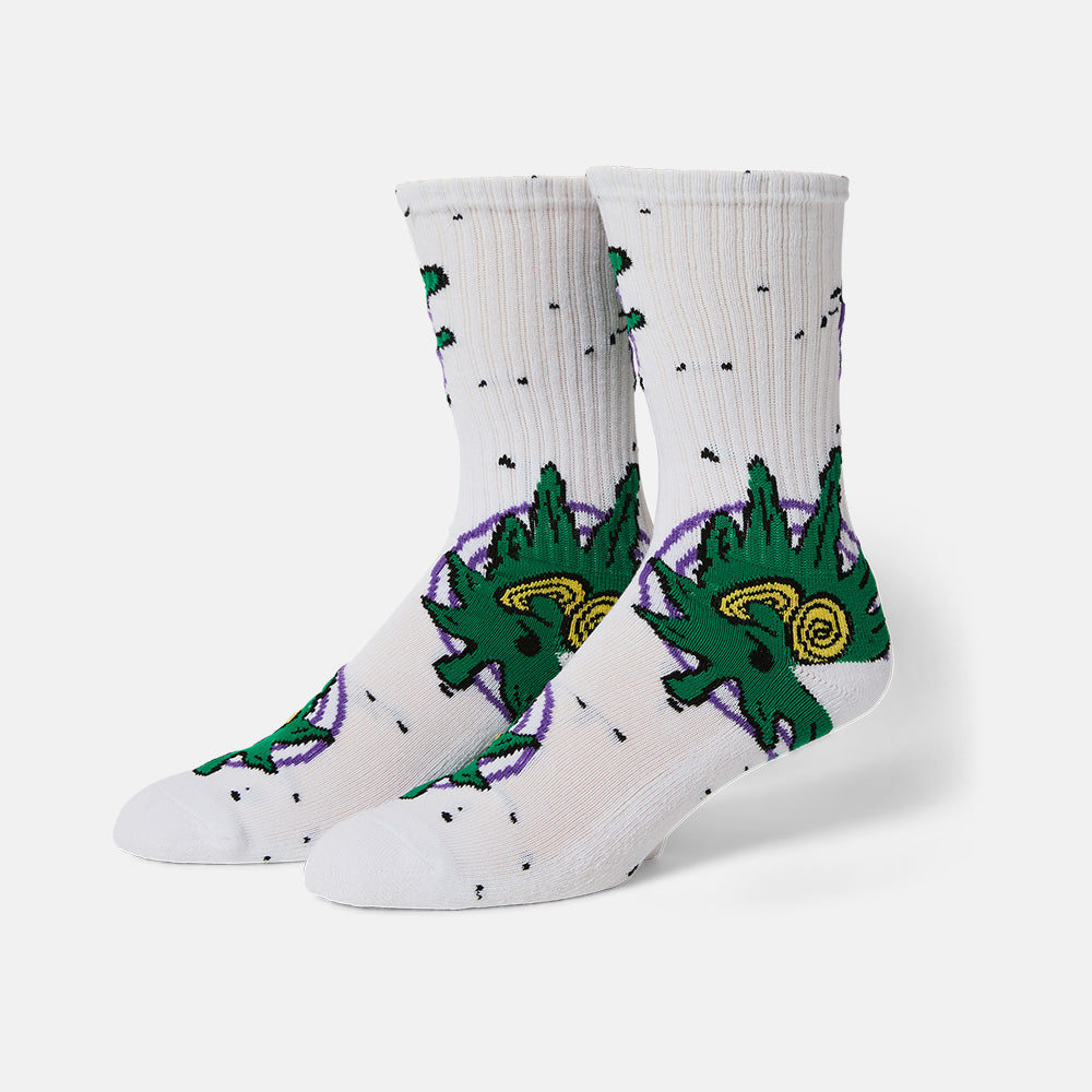 Huf - Green Buddy Hypnosis Socks - White