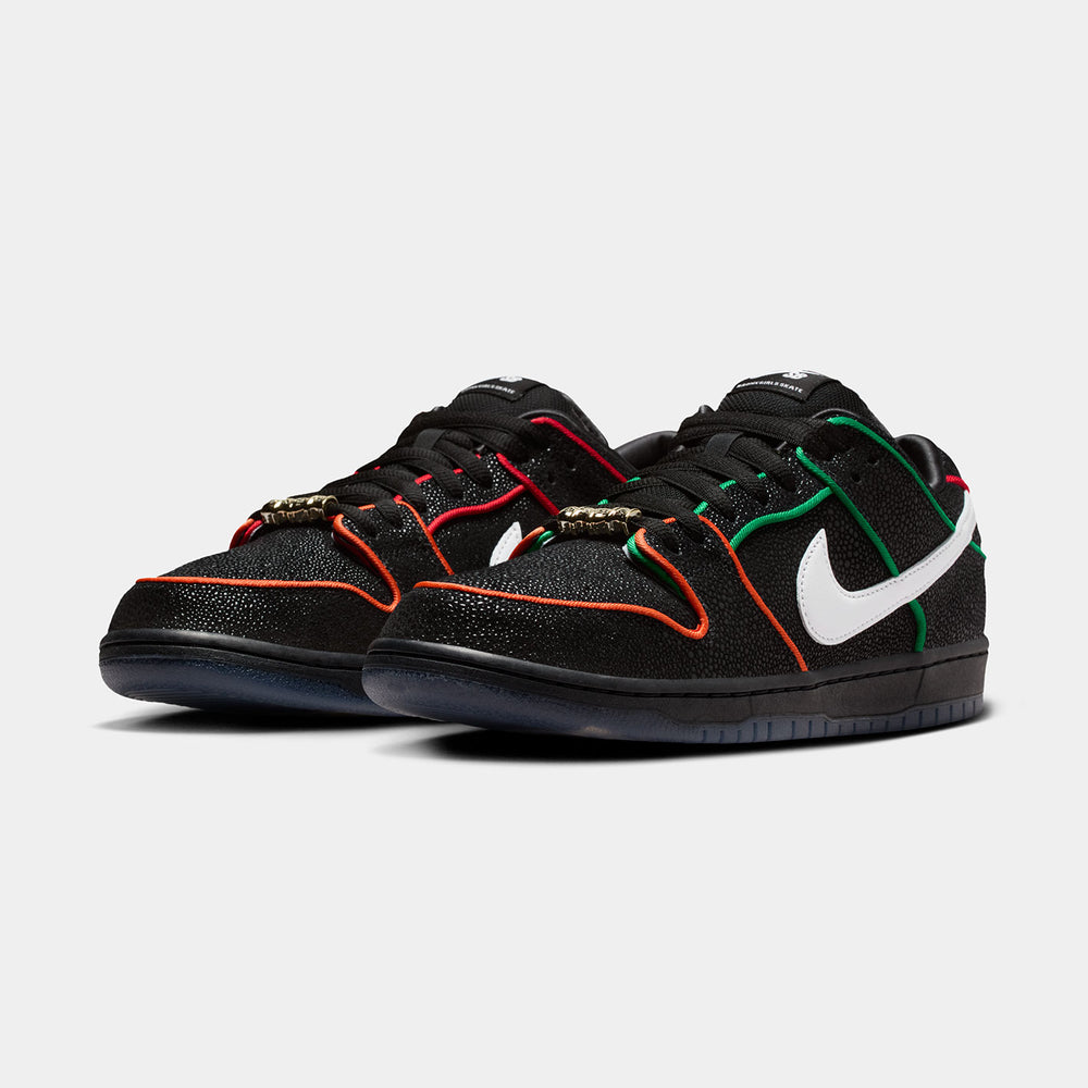 Nike SB - Dunk Low Pro QS Shoes - Black / White - Challenge Red