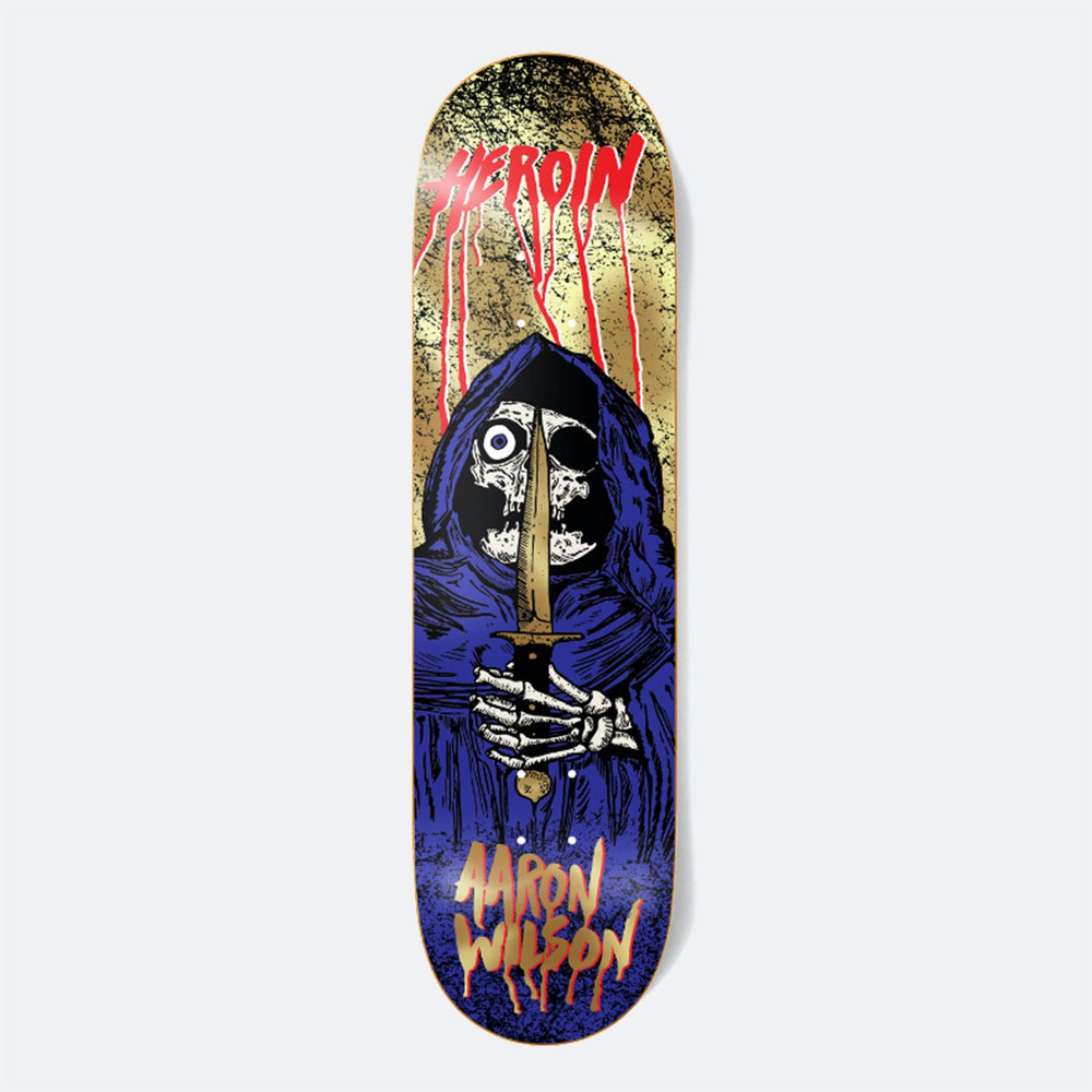 Heroin Skateboards - 8.5" Aaron Wilson Skull Priest Knock Offs 2 Skateboard Deck