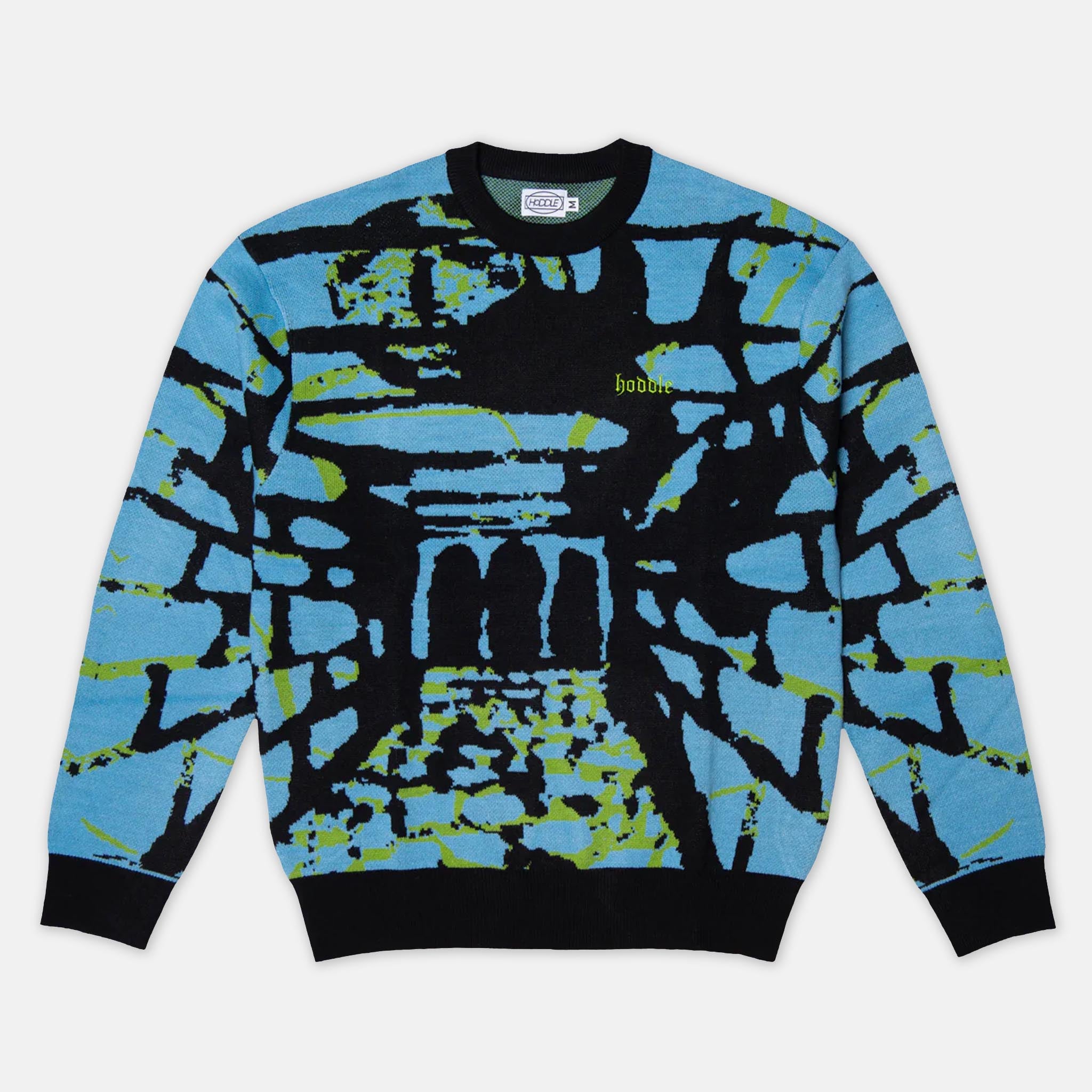 Hoddle Skateboards - Dungeon Knitted Jumper - Blue / Black / Green ...