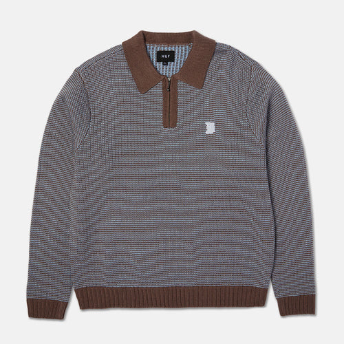 Huf - Megablast Two Tone Waffle Sweater - Washed Blue / Moss