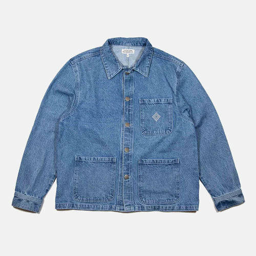 The National Skateboard Co. - HIRTA WORKERS JACKET - WASHED BLUE DENIM