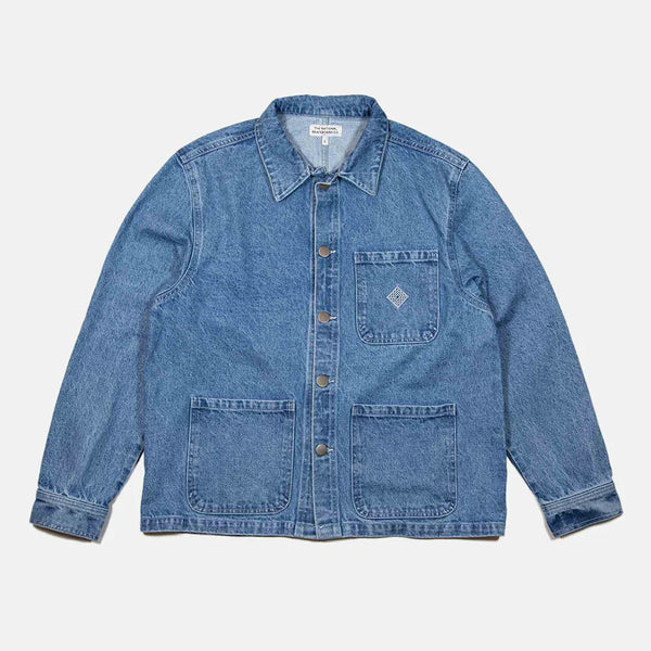The National Skateboard Co. - HIRTA WORKERS JACKET - WASHED BLUE DENIM