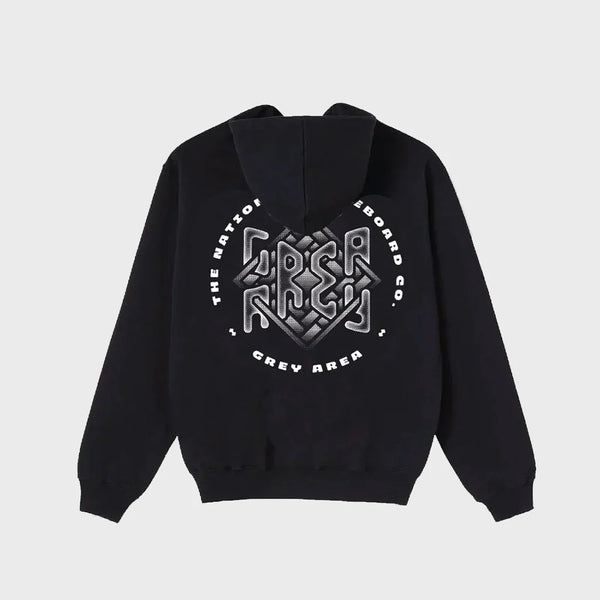 The National Skateboard Co. - GREY AREA DOUBLE LOGO HOODED SWEATSHIRT - BLACK