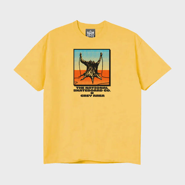 The National Skateboard Co. - GREY AREA SLINGSHOT T-SHIRT YELLOW