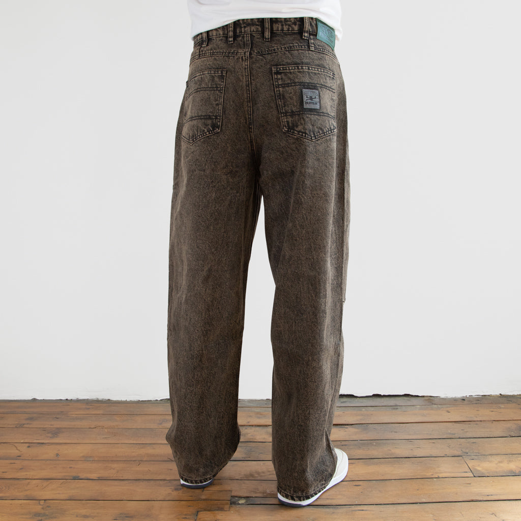 Butter Goods - Wide Cut Denim Jeans - Acid Washed Brown