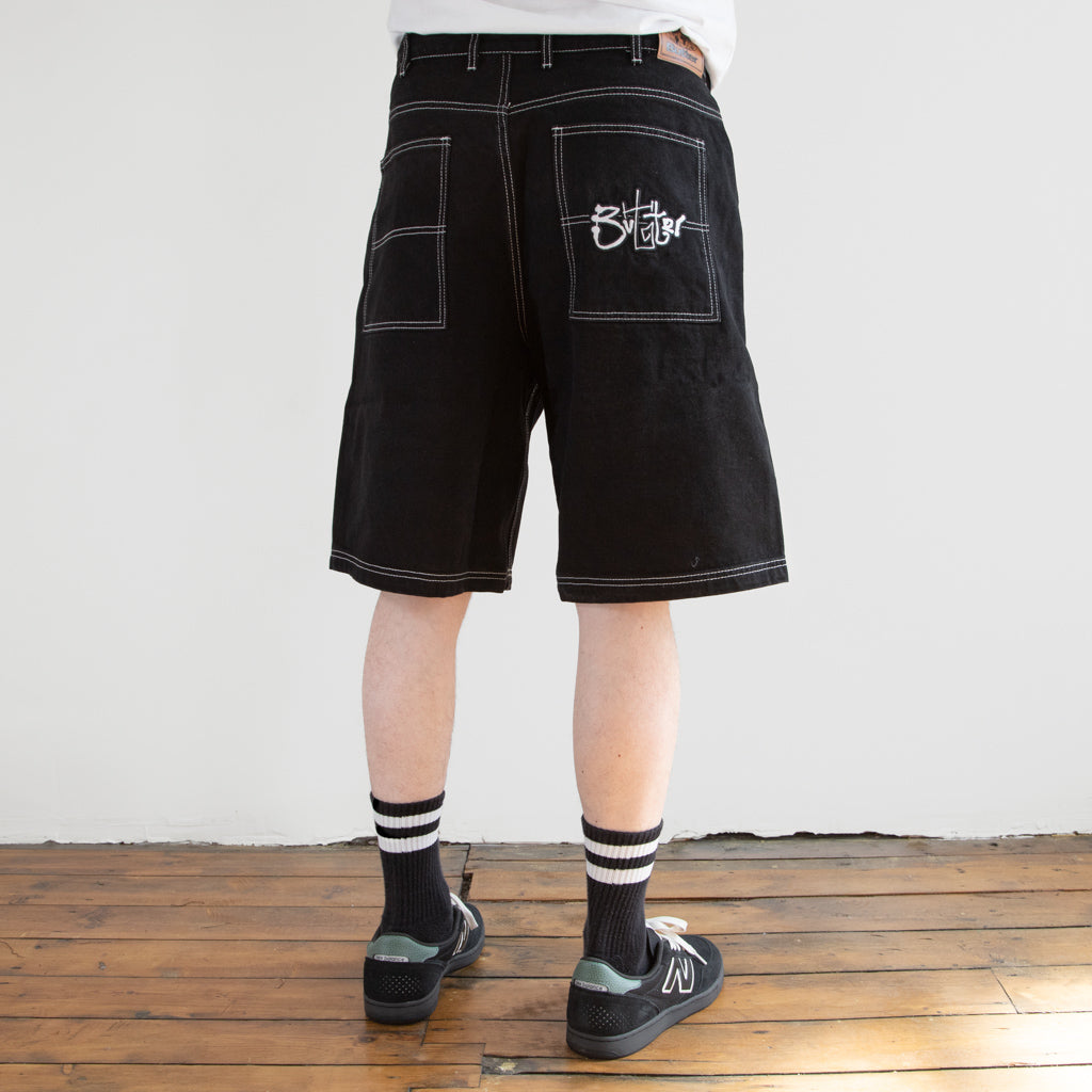 Butter Goods Scribbler ロゴ スクリブル デニムショートパンツ Scribble Denim Shorts, Washed Black – Butter Goods