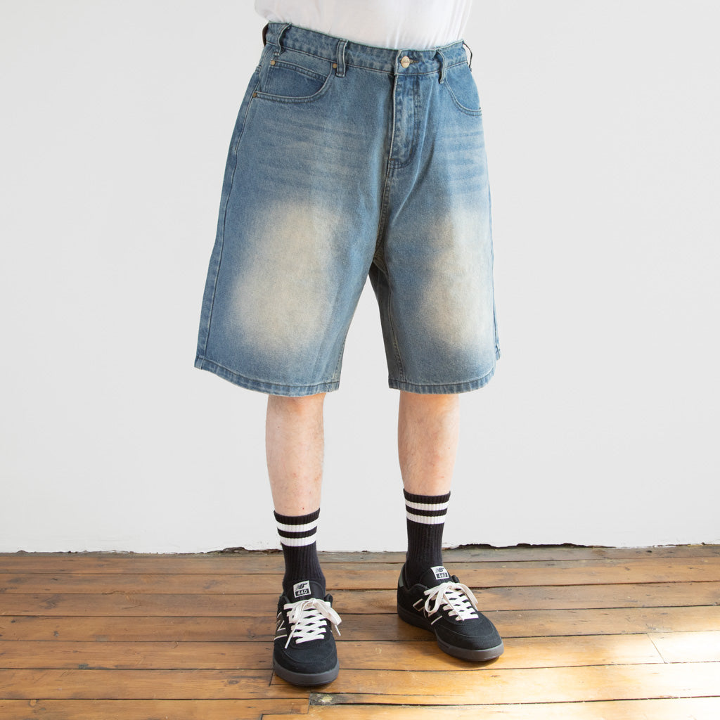 Butter Goods - Warped Denim Shorts - Washed Mid Blue