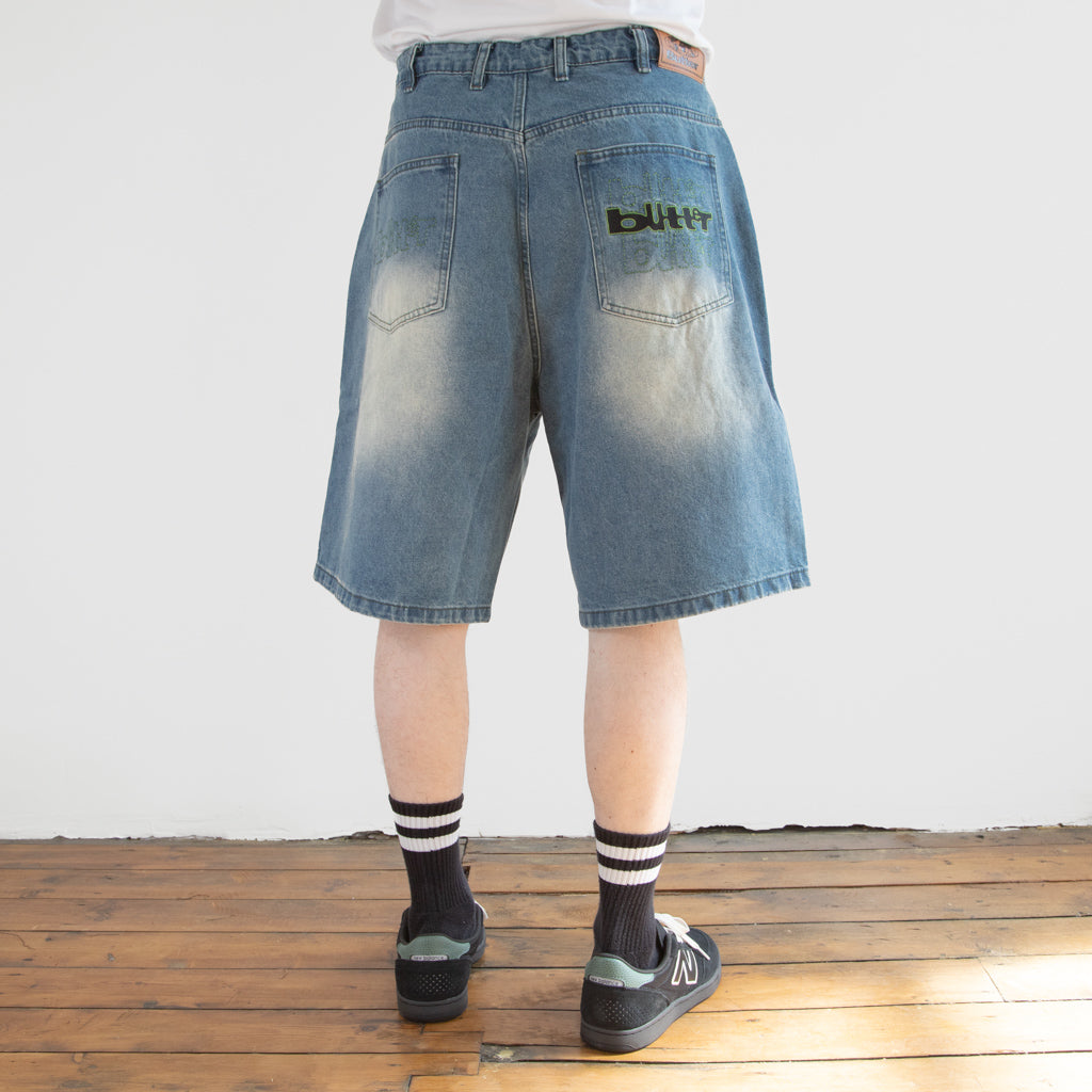 Butter Goods - Warped Denim Shorts - Washed Mid Blue
