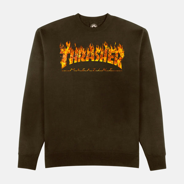 Thrasher Magazine - Inferno Crewneck Sweatshirt - Dark Chocolate