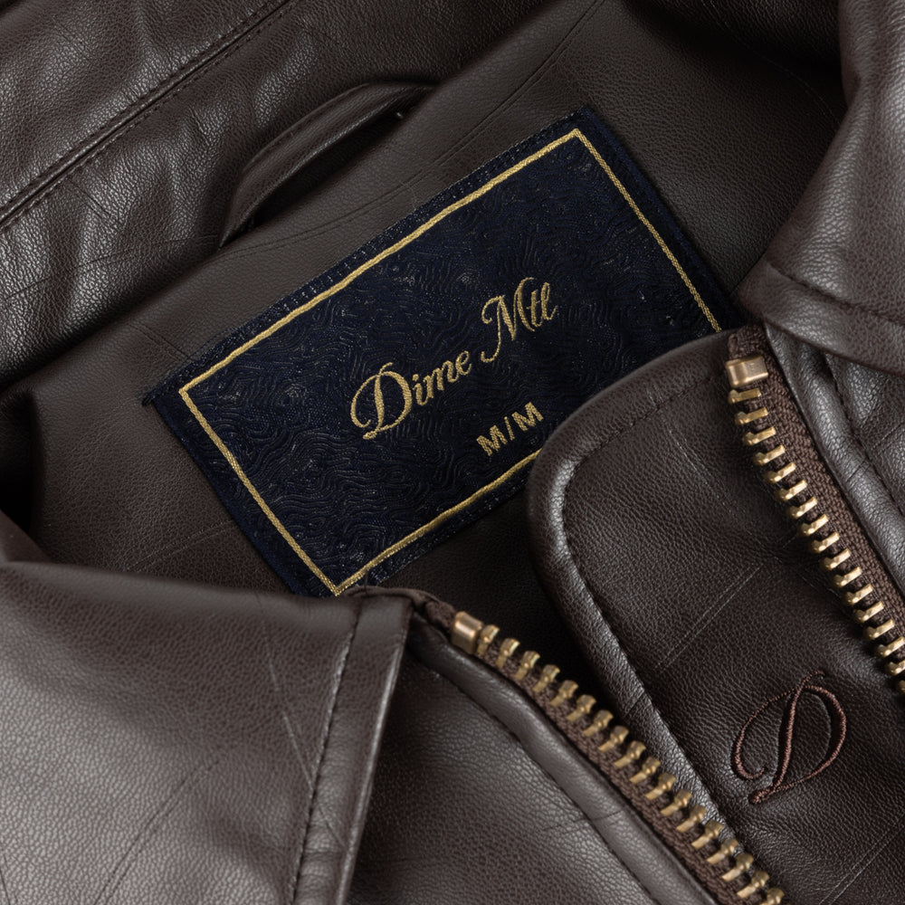 Dime MTL - Debossed Wavy Faux Leather Jacket - Brown