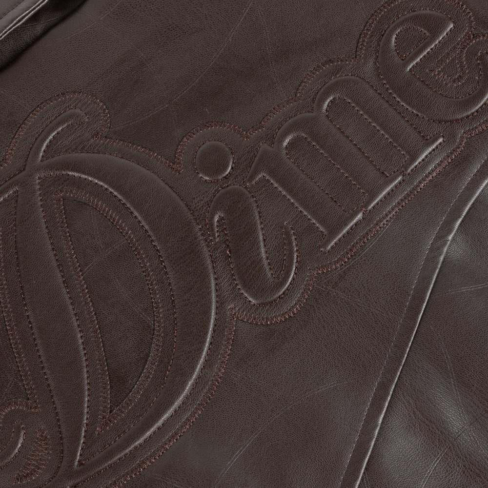 Dime MTL - Debossed Wavy Faux Leather Jacket - Brown