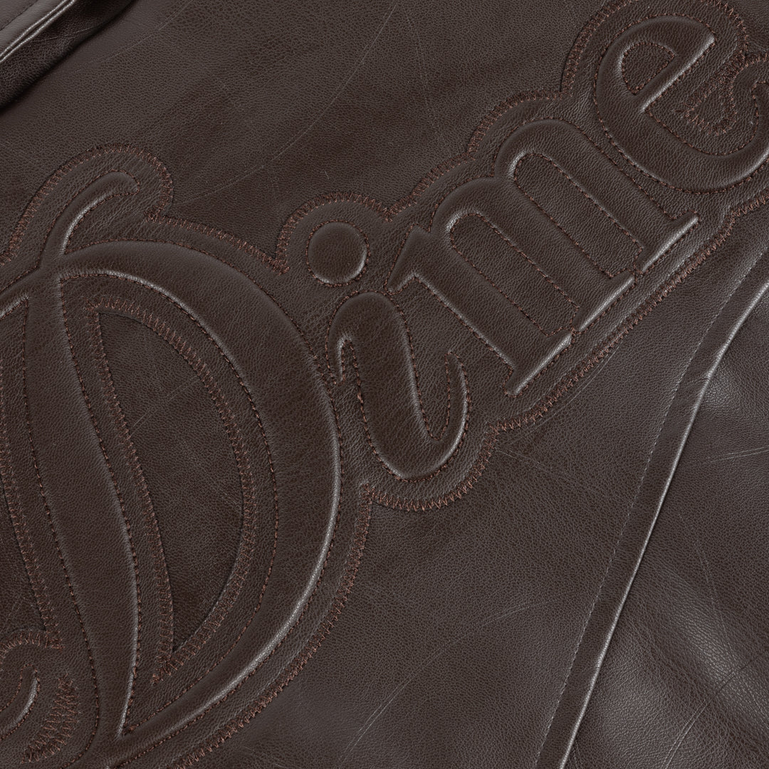Dime MTL - Debossed Wavy Faux Leather Jacket - Brown