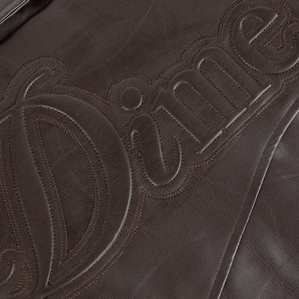 Dime MTL - Debossed Wavy Faux Leather Jacket - Brown
