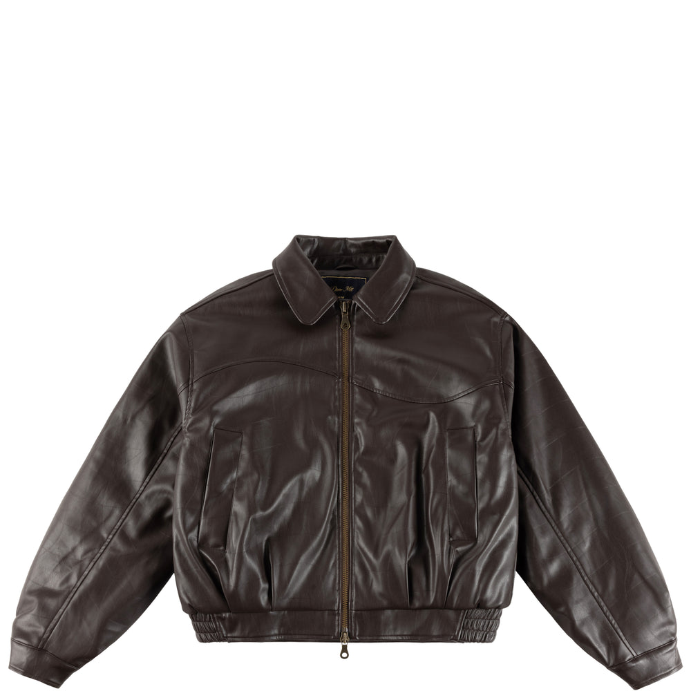 Dime MTL - Debossed Wavy Faux Leather Jacket - Brown