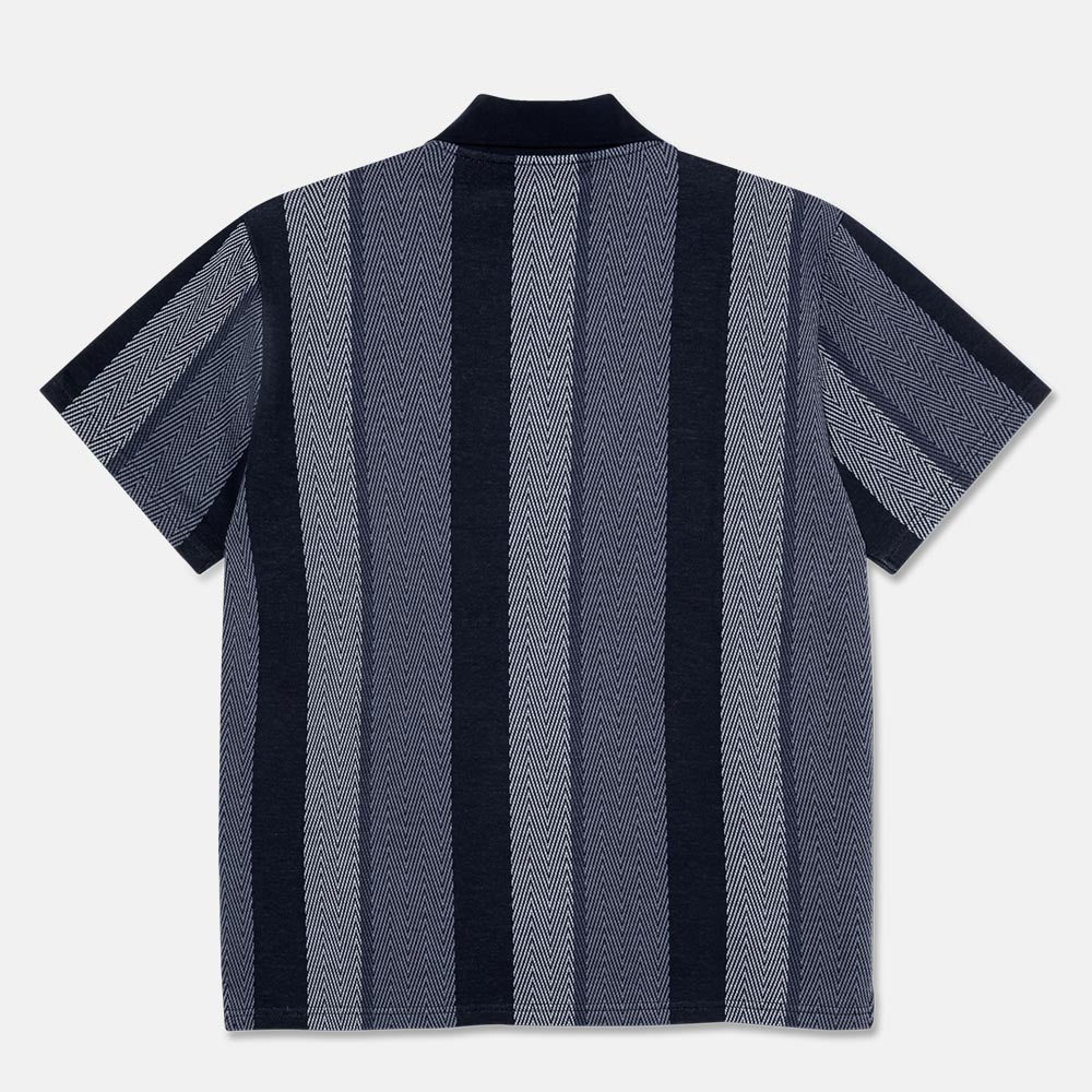 Polar Skate Co. - Jacques Short Sleeve Polo Shirt - Herringbone Blue Small