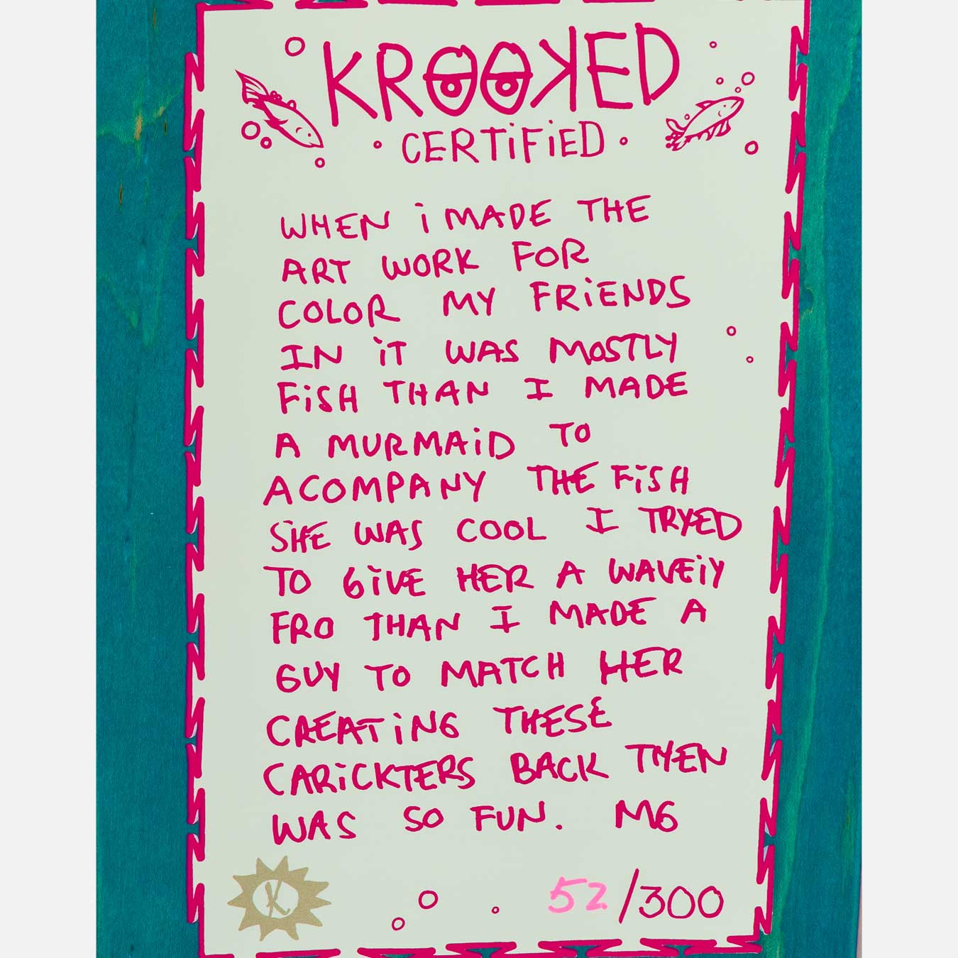 Krooked Skateboards - 9.25" Mermaid Hand Screened Limited Edition Deck