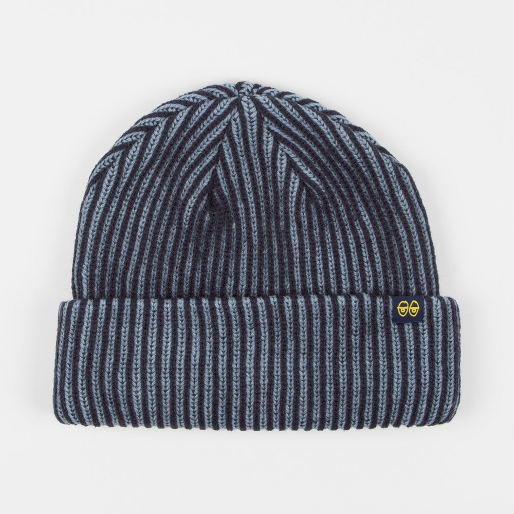Krooked Skateboards - Eyes Clip Beanie - Navy / Blue / Yellow