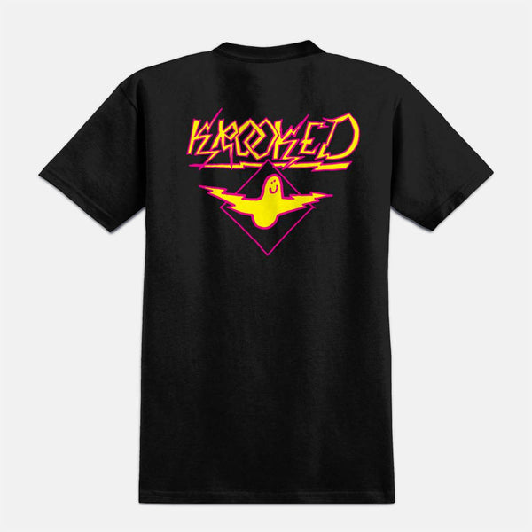 Krooked Skateboards - Bird Lightening T-Shirt - Black / Magenta / Yellow