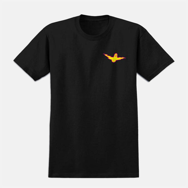 Krooked Skateboards - Bird Lightening T-Shirt - Black / Magenta / Yellow