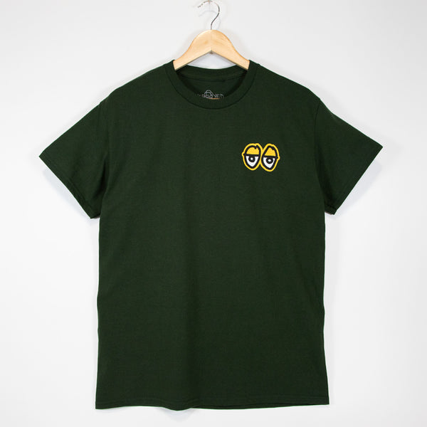 Krooked Skateboards - Strait Eyes T-Shirt - Forest Green / Gold
