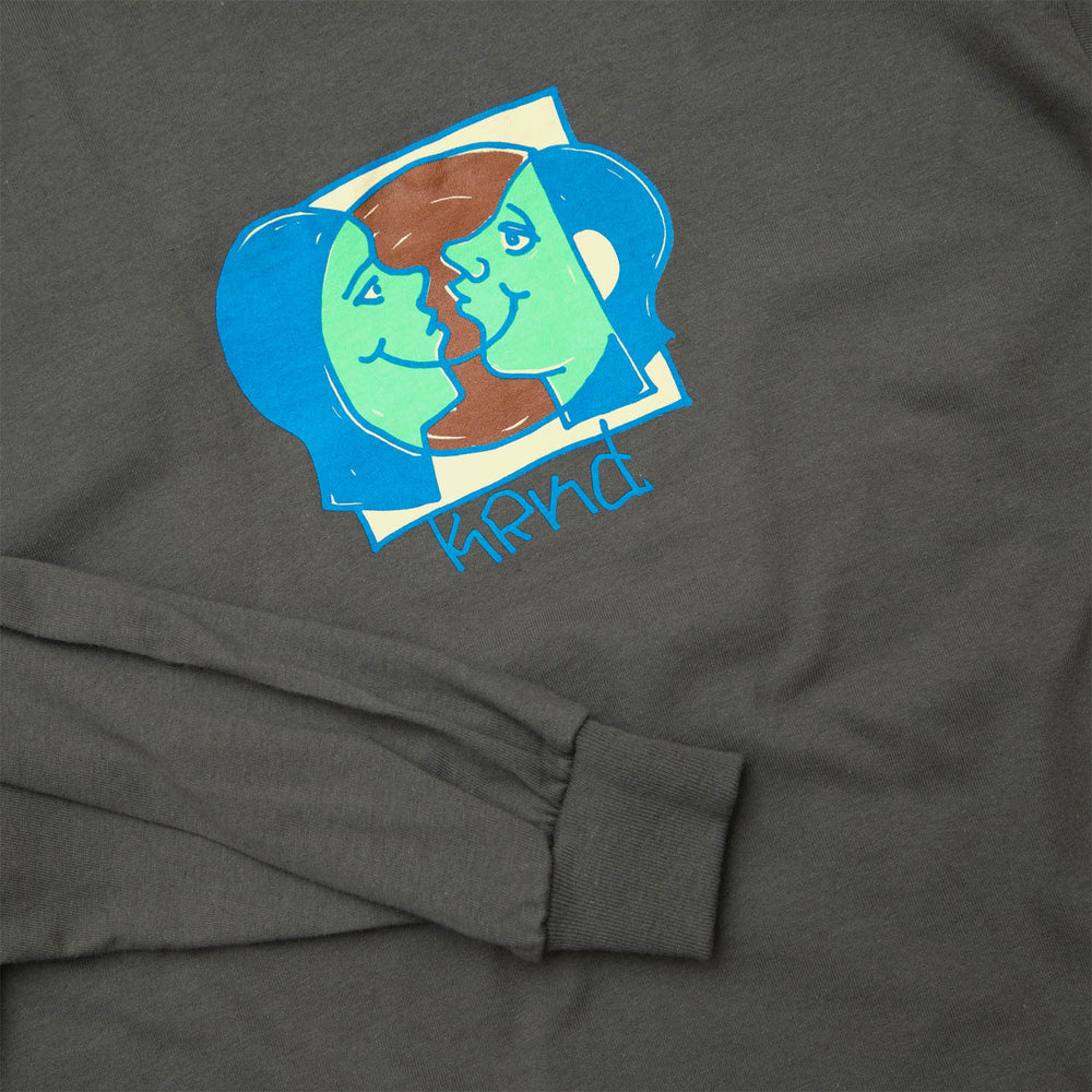 Krooked Skateboards - Moon Smiley Longsleeve T-Shirt - Charcoal