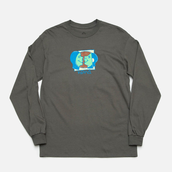 Krooked Skateboards - Moon Smiley Longsleeve T-Shirt - Charcoal