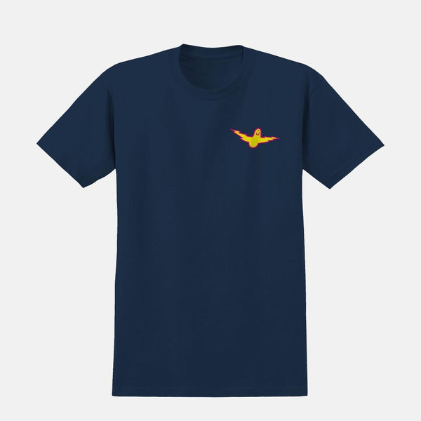 Krooked Skateboards - Bird Lightening T-Shirt - Navy / Yellow / Magenta