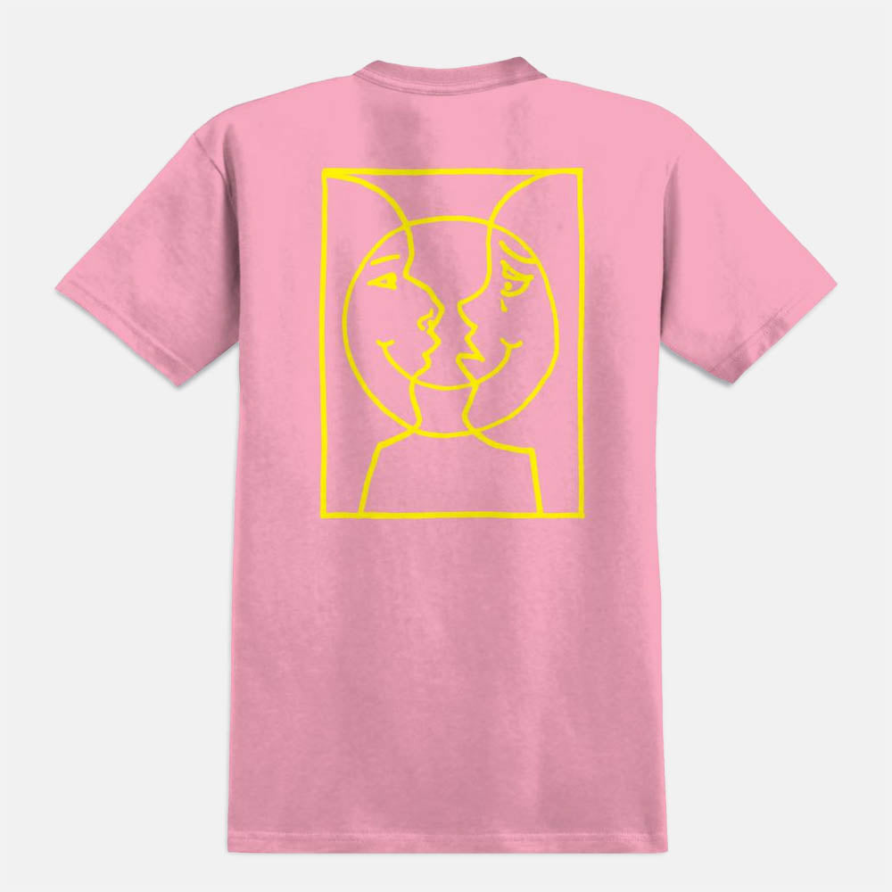 Krooked Skateboards - Moonsmile Raw T-Shirt - Light Pink / Yellow
