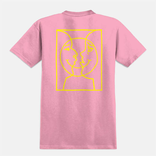 Krooked Skateboards - Moonsmile Raw T-Shirt - Light Pink / Yellow