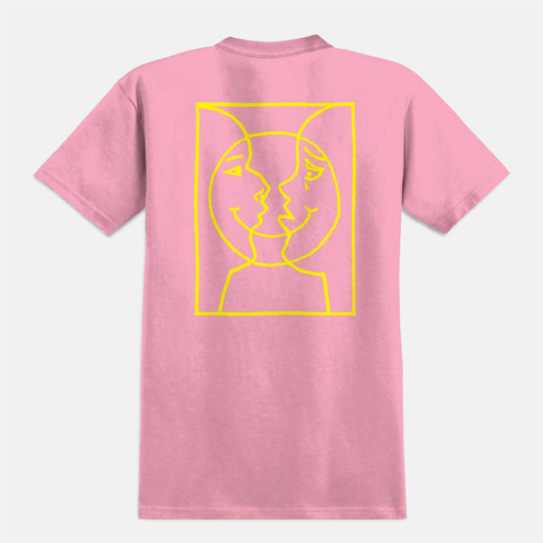 Krooked Skateboards - Moonsmile Raw T-Shirt - Light Pink / Yellow