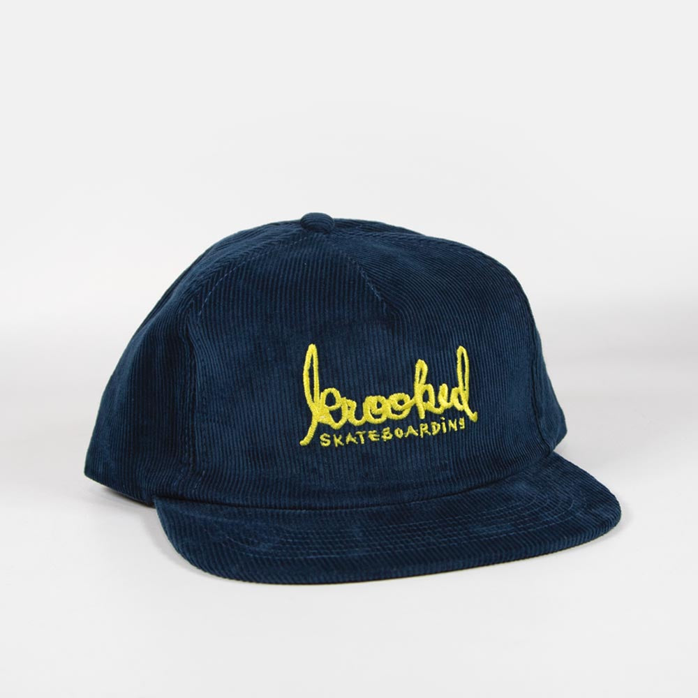 Krooked Skateboards - Skript Corduroy Snapback Cap - Blue / Yellow