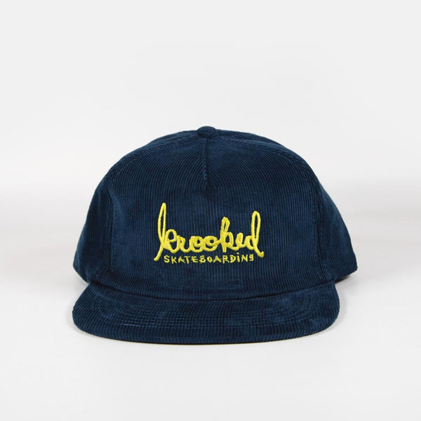 Krooked Skateboards - Skript Corduroy Snapback Cap - Blue / Yellow