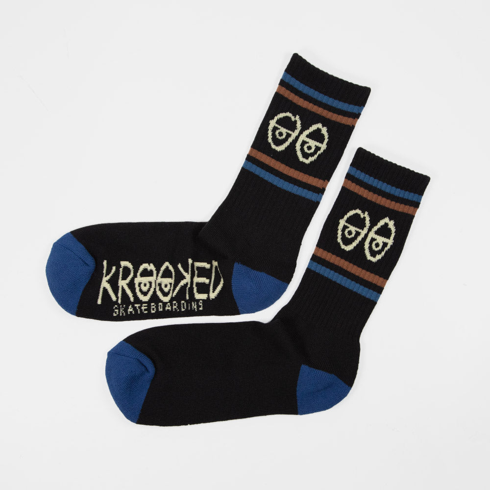 Krooked Skateboards - Eyes Socks - Black / Blue / Brown