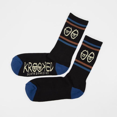 Krooked Skateboards - Eyes Socks - Black / Blue / Brown