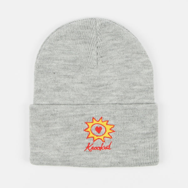 Krooked Skateboards - Sun Heart Beanie - Heather Grey