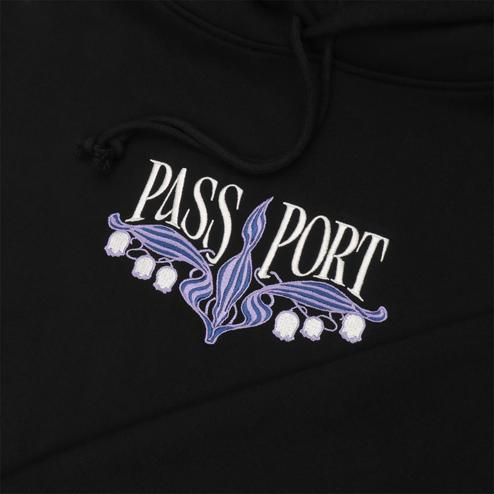 Pass Port Skateboards - Lily Of The Valley Pullover Hooded Sweatshirt - Black