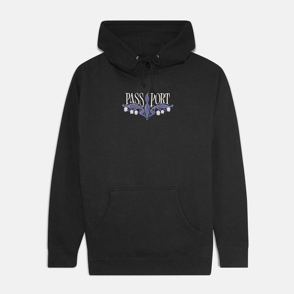 Pass Port Skateboards - Lily Of The Valley Pullover Hooded Sweatshirt - Black