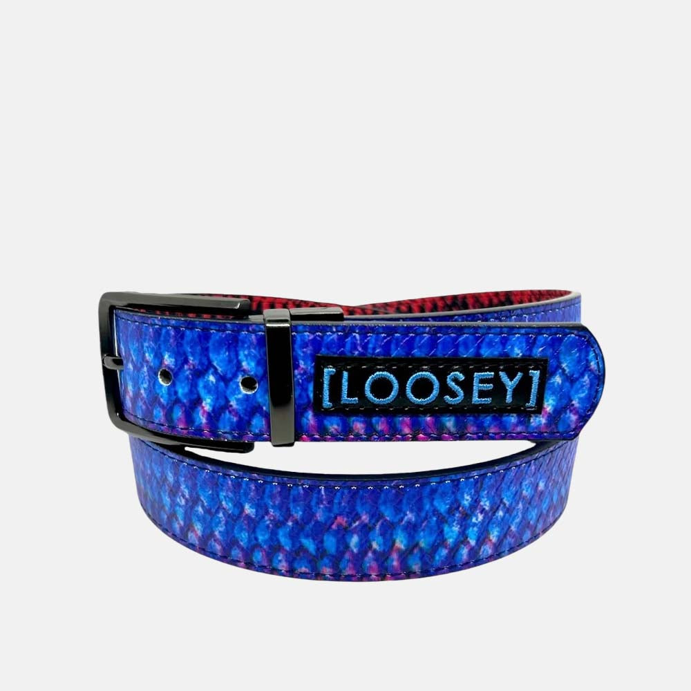 Loosey - Atlantic Drift Reversible Fish Scale Belt - Red / Blue